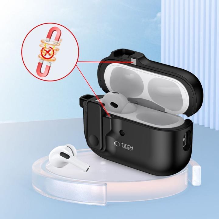 Actual product image Tech-Protect SLIM HOOK Apple AIRPODS PRO 1 / 2 BLACK (Headphone bag)
