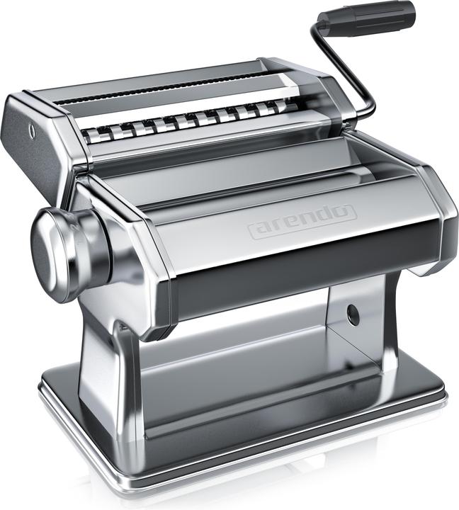 Arendo Nudelmaschine, Manueller Pasta Maker, Edelstahl, Nudelpresse, 7 einstellbare Stärken, Duplexvorsatz