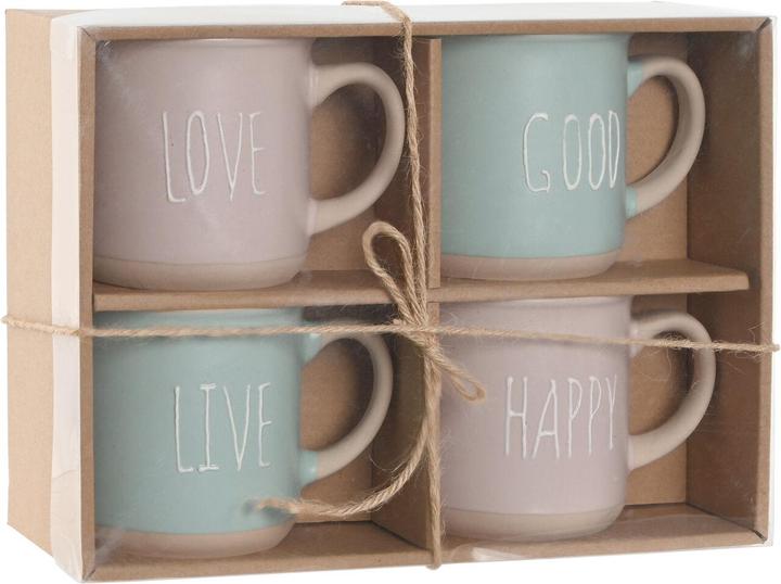 Actual product image Esprit Satz von 4 Henkelbechern Home Blau Rosa Steingut 355 ml 9,7 x 7 x 9,2 cm (355 ml, 4 x)