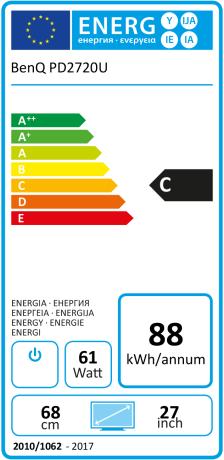 Label énergétique BenQ PD2720U (3840 x 2160 pixels, 27")