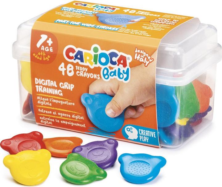 Actual product image Carioca Teddy Crayons BABY - 48 Pz (Blue, Violet, Yellow, Red, Green, Orange, 48 x)