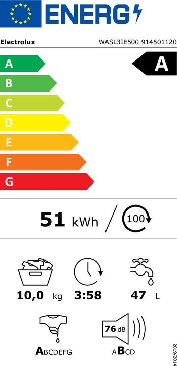 Energie-Label Electrolux WASL3IE500 (10 kg, Links)