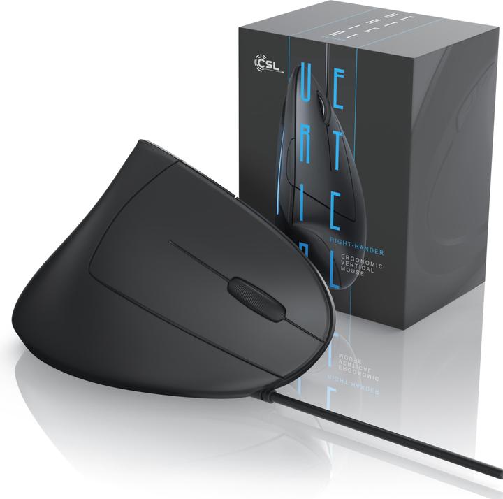 Image du produit CSL Souris verticale USB filaire, souris optique verticale, prévention du bras de souris/coude de (Filaire)