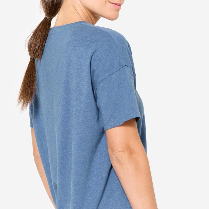 Actual product image Kimjaly Women's Short-Sleeved Yoga T-Shirt - Dark Blue (S)