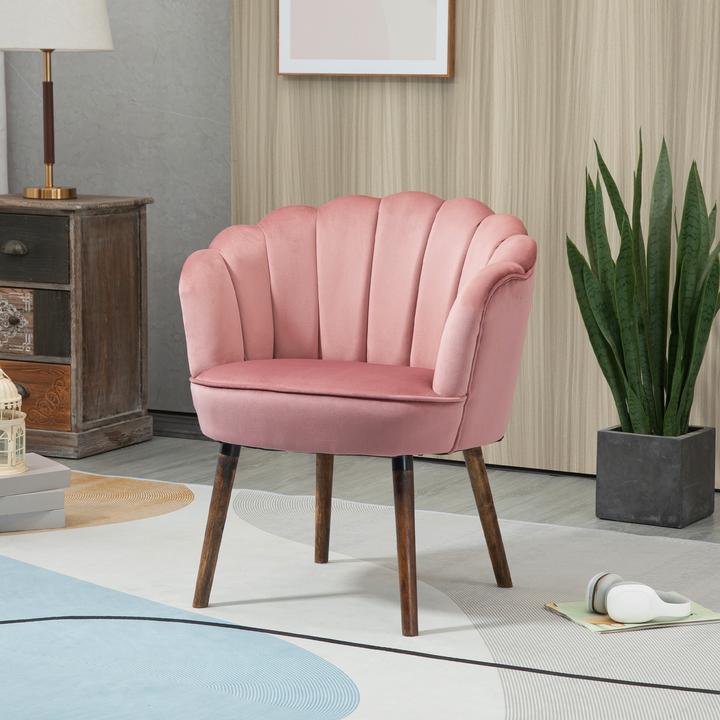 Produktbild Homcom Stuhl Lotusblumen-Design, Elegante Ergänzung für Ihren Wohnbereich, Luxuriöser Samt-Polyester Bezug