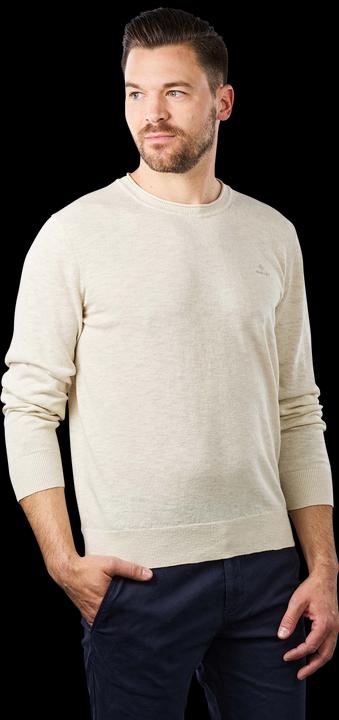 GANT Cotton Linen Pullover Crew Neck putty