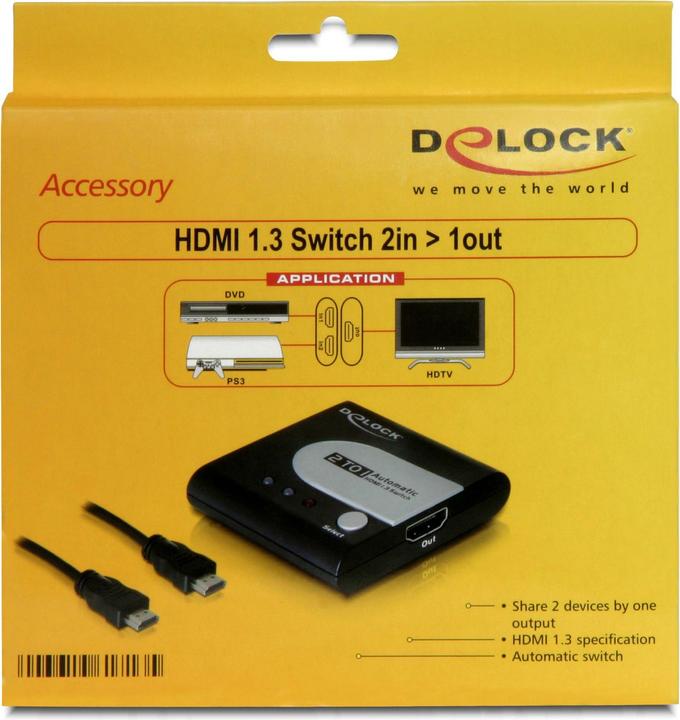 Produktbild Delock HDMI 1.3 Switch, 2in > 1out, 61713