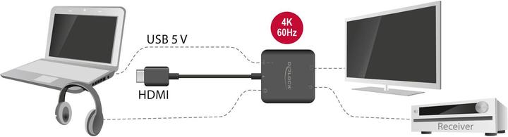 Actual product image Delock HDMI Audio 5.1 Extractor, 4K, 60Hz (HDMI, 15.30 cm)