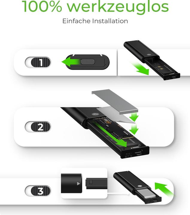 Productafbeelding Icy Box IB-1807MT-C31 M.2 NVMe SSD Behuizing, USB 3.2 (Gen2) Type-C, aluminium (M.2)