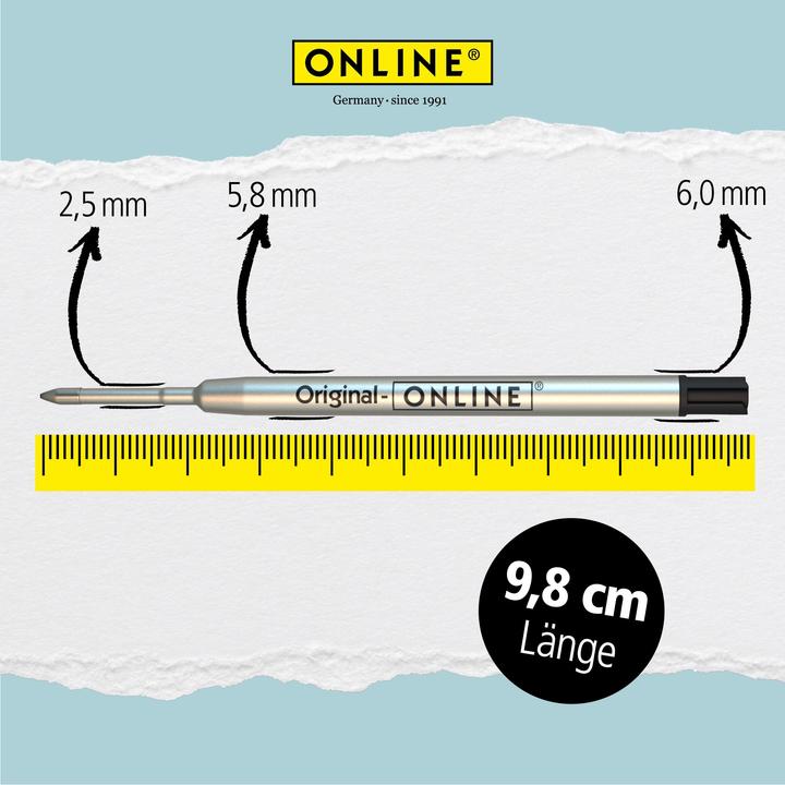 Immagine prodotto Online Ricariche Biros M nero, 6 pezzi. (Mine di ricambio, Nero, 0.60 mm)