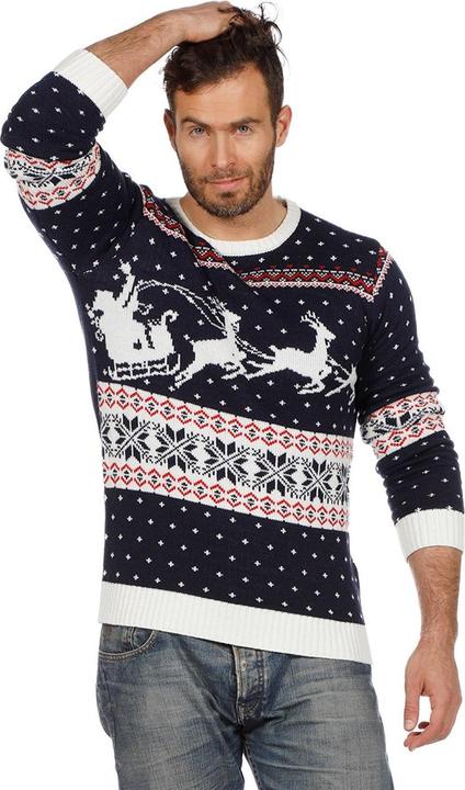 Produktbild Wilbers Herren Weihnachtspulli Santa Schlitten, blau (M)