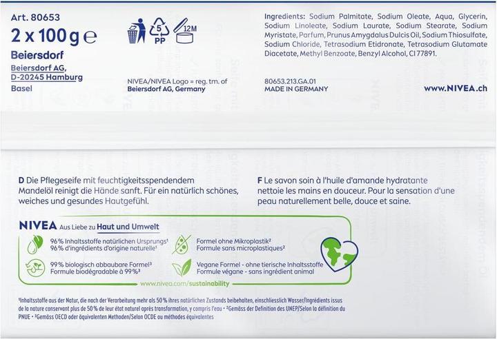 Nutritional values and ingredients NIVEA Creme Soft Quattro (Hard soap)