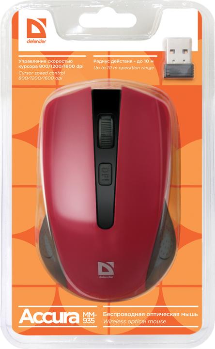 Actual product image Defender MM-935 Mouse Ambidextrous RF Wireless Optical 1600 DPI (Wireless)
