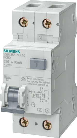 Produktbild Siemens RCBO 1P+N Pole Type A 30mA 6kA C 25A