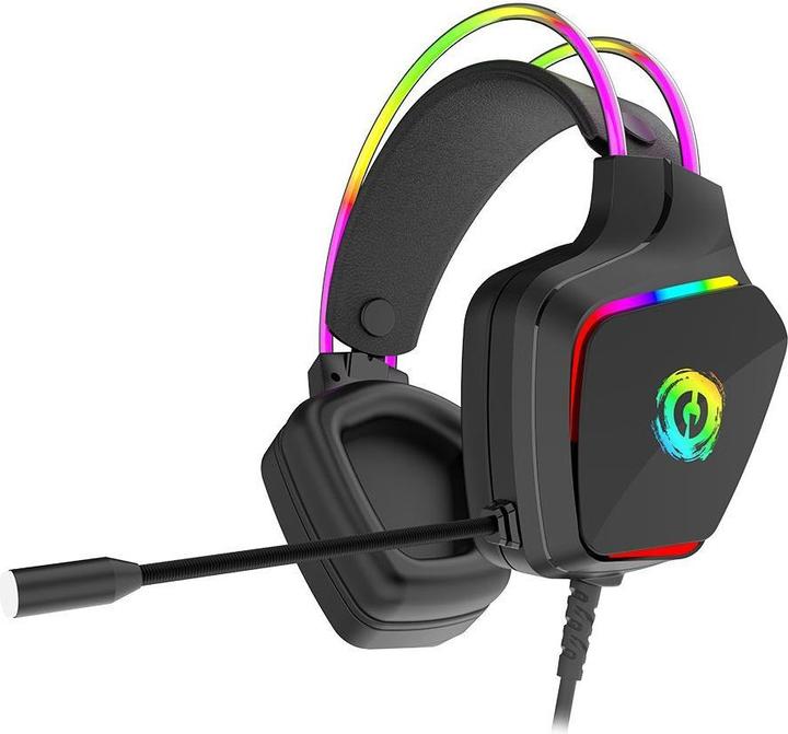 Canyon GH-9A, Darkless gaming headset, USB / 2x 3.5mm jack, 2m cable, multicolour RGB backlight, black (Cable)