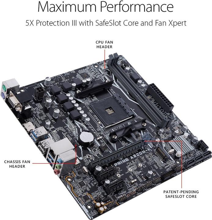 Image du produit ASUS Prime A320M-K (AM4, AMD A320, mATX)