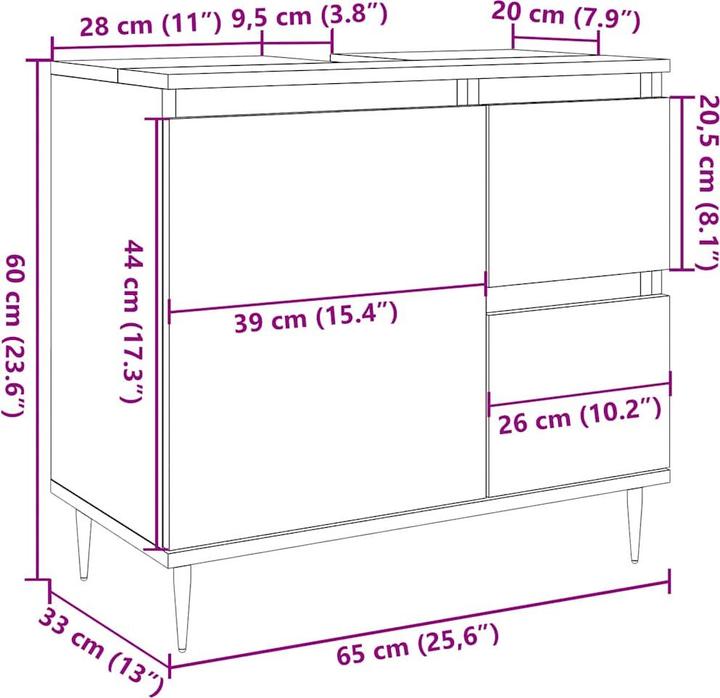 Image du produit VidaXL Badschrank (65 x 33 x 60 cm)