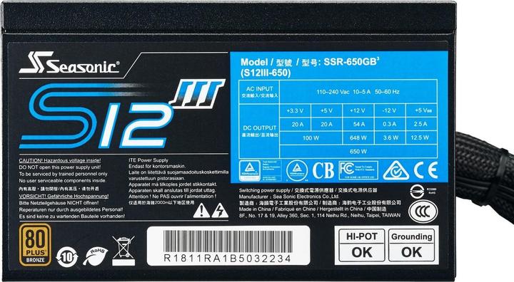 Produktbild Seasonic S12III (650 W)