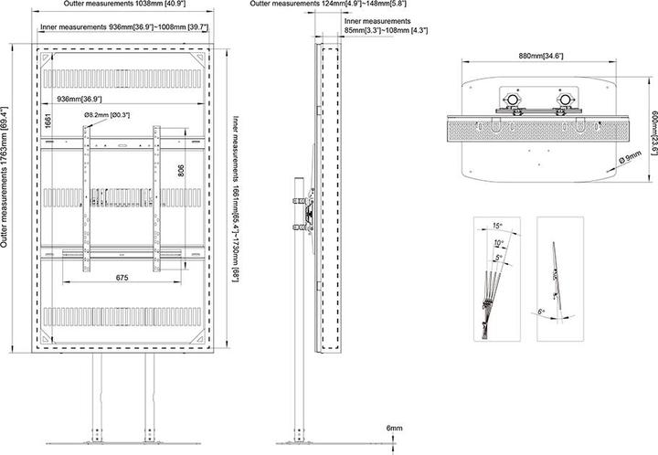 Produktbild Multibrackets Stele ohne Monitor, Portrait, schwarz, 75"/9284