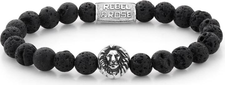 Rebel & Rose Lion Head Black Moon Silver Bracelet (19 cm, Edelstahl)