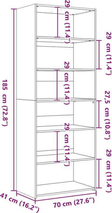 Actual product image VidaXL Highboard (70 x 41 x 185 cm)