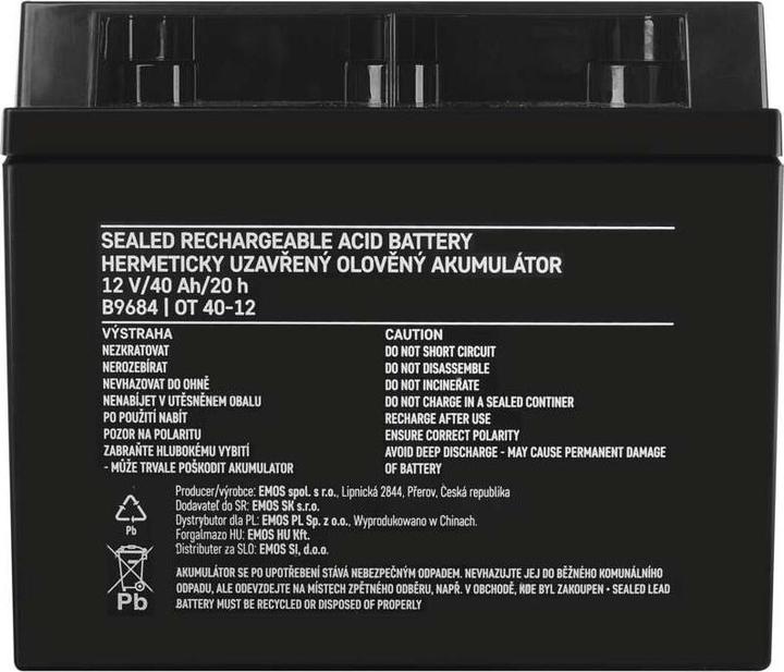 Produktbild Emos Wartungsfreier Blei-Akku 12 V/40 Ah M6 (1 Stk., Gerätespezifisch, 40000 mAh)