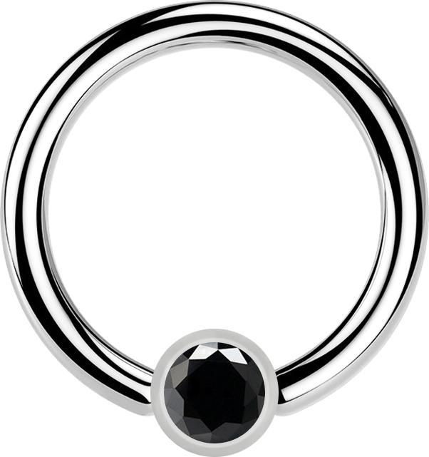 Star Piercing Micro Closure Ring silber Zylinder Kristall schwarz (Chirurgenstahl 316L, ohne Messing)