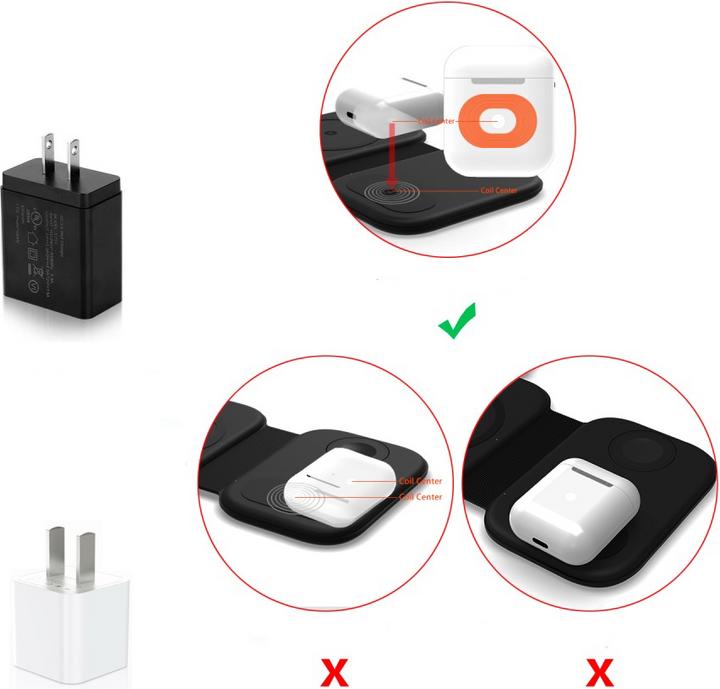 Image du produit Deltalabs Chargeur sans fil Qi MagSafe pour iPhone / Apple Watch / AirPods (15 W)