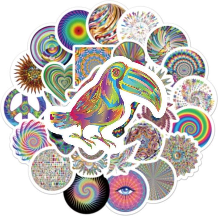 Actual product image JTI Stickers - psychedelic patterns - 50 pcs