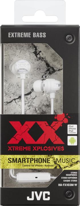 Actual product image JVC HA-FX103M-W-E XTREME XPLOSIVES series headphones (Cable)