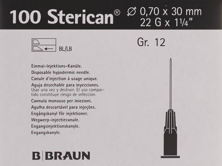 Produktbild B.Braun Nadel 22G 0.70 x 30mm schwarz Luer, 100 Stück