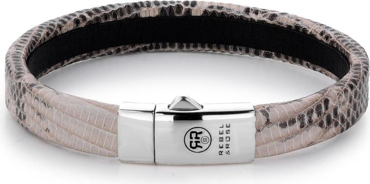 Rebel & Rose Lizzard Small White Leather Bracelet (20 cm, Leder)