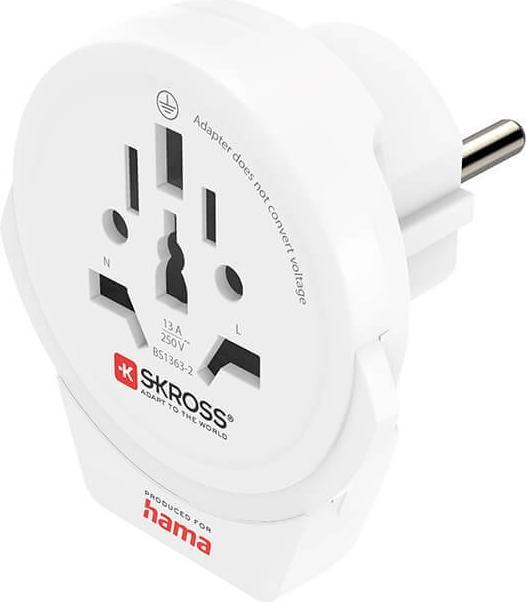 Image du produit Hama Adaptateur de voyage World to Europe USB pour appareils à 2 et 3 broches, 1x USB