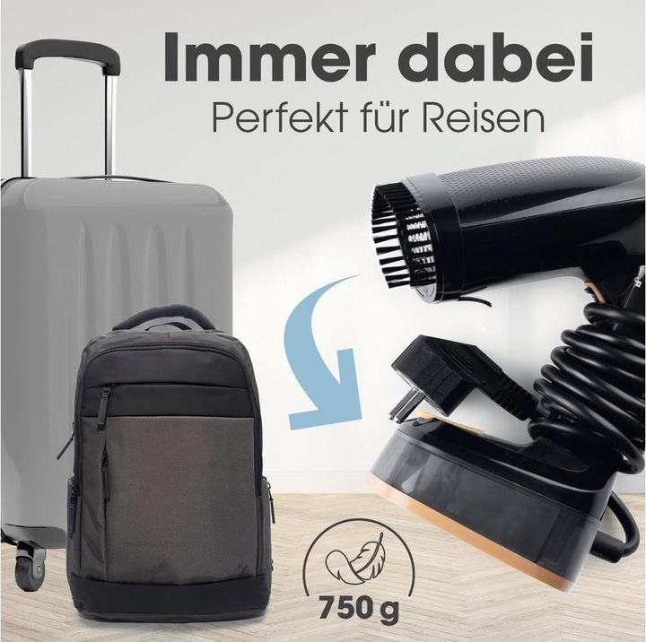 Produktbild CleanMaxx Dampfbürste 2-in-1 – 1600W schwarz 165 ml Tank (1600 W, 20 g/min)