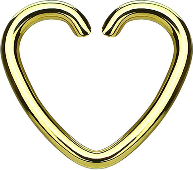 Star Piercing Micro Piercing Ring Herz vergoldet mit Titanium Beschichtung (Chirurgenstahl 316L, ohne Messing)