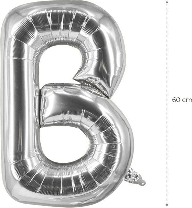 Produktbild Hermex Buchstabenballon B Silbrig Geburtstagsparty Ballon Folienballon 60cm (1 x)