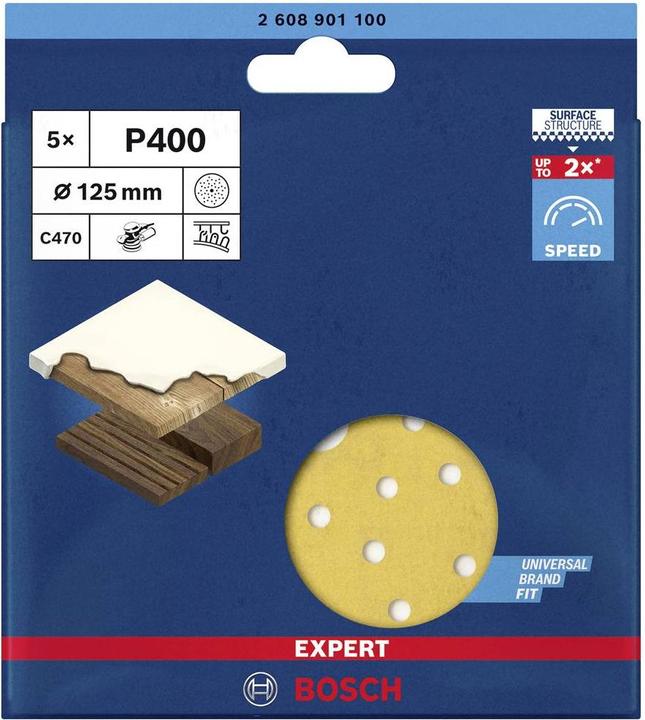 Produktbild Bosch Professional Zubehör EXPERT C470 Schleifpapier Mehrloch für Exzenterschleifer, 125 mm, G 400, 5-tlg. (400)