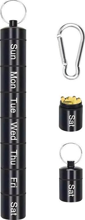 Actual product image Cbx Portable 7-day pill box with key ring and carabiner