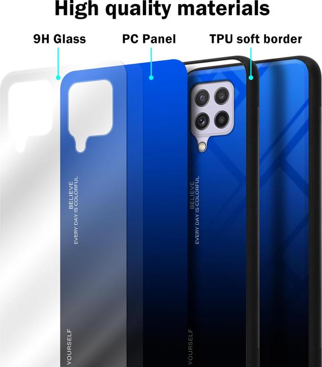 Productafbeelding Cadorabo TPU 2 Kleuren Glazen Hoesje (Samsung Galaxy M22, Samsung Galaxy A22, Samsung Galaxy A32)