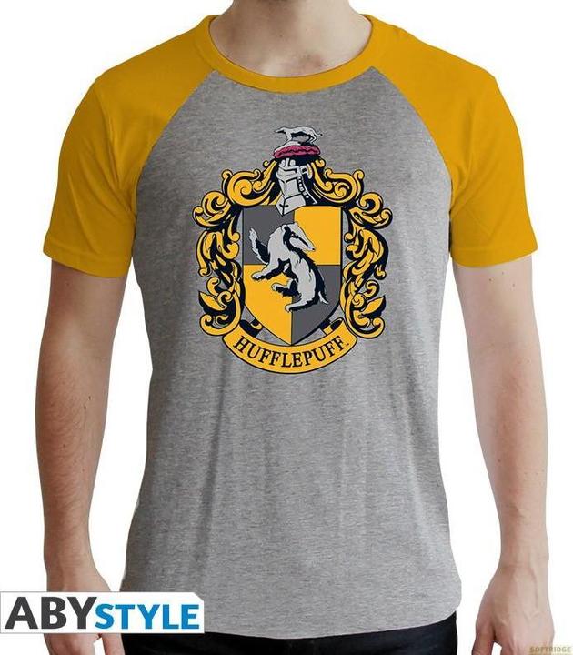ABYstyle HARRY POTTER - Tshirt Hufflepuff man SS grey yellow - premium
