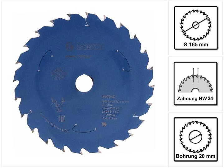 Produktbild Bosch Professional Zubehör Akku-Kreissägeblatt Expert for Wood, 165 x 1,5/1 x 20, 24 Zähne