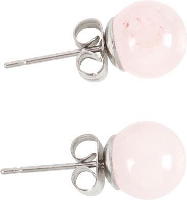 Actual product image Something Different Semi Precious Rose Quartz Stud Earrings (100% synthetic material)