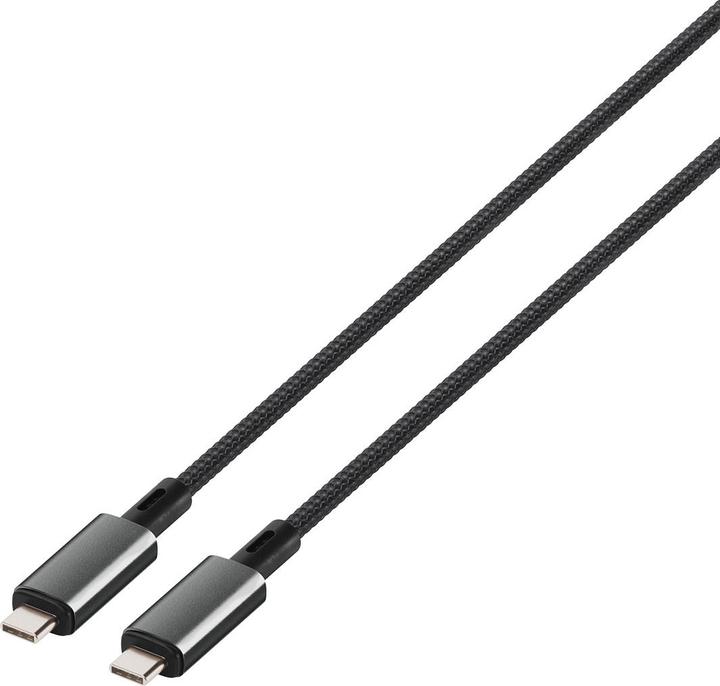 Produktbild Vivanco Longlife USB4.0 C-C Kabel, Metallstecker u. Nylon- geflecht, 5A / 240W, schwarz, 1,0m (1 m, USB 4.0, 240 W)