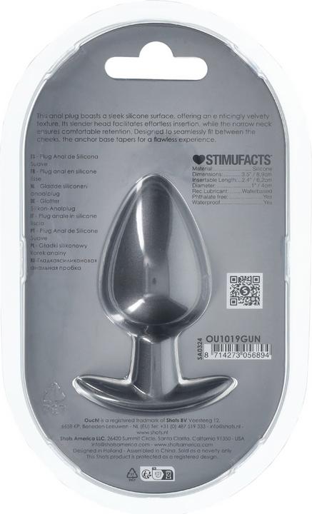 Image du produit Ouch! Smooth Silicone Anal Plug - Large - 3.5 / 8,9 cm - Gunmetal