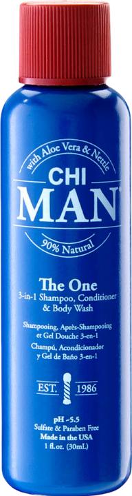 Actual product image Farouk Systems Chi Man The One - 3-In-1 Shampoo, Conditioner And Body Wash 30ml (30 ml, Liquid shampoo)