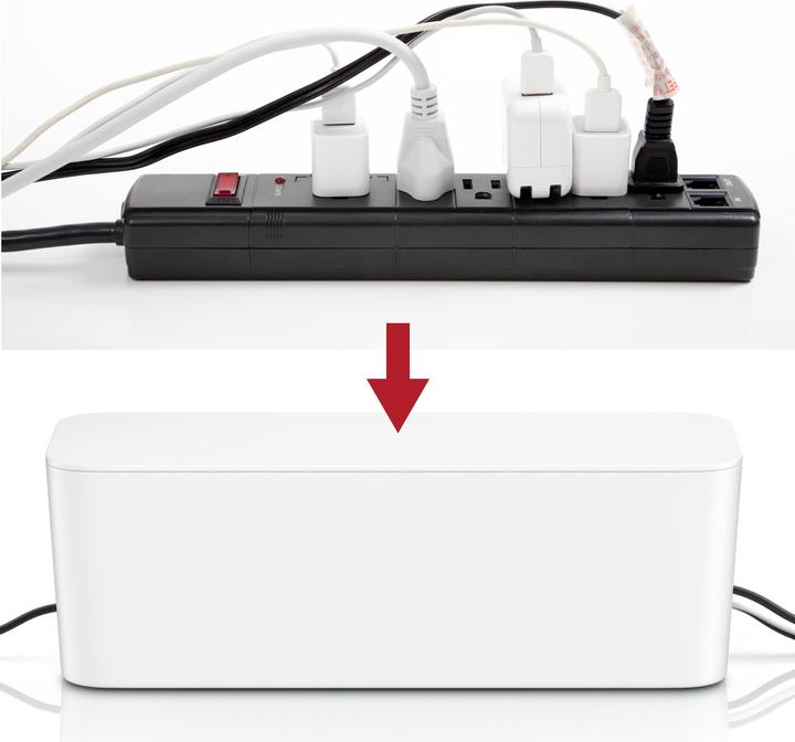 Actual product image Bearware Cable box set, 2 sizes, plastic, rubber feet, cable management, for socket strip, cable box