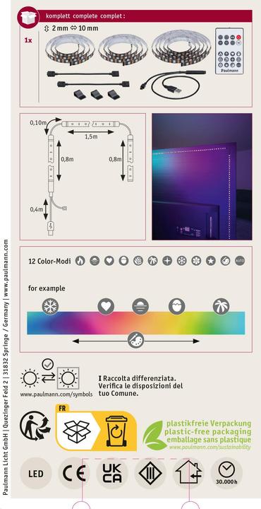 Actual product image Paulmann Luminaires USB TV Strips RGB 75 inch (RGB, 310 cm, Indoor)