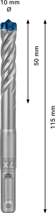 Produktbild Bosch Professional Zubehör EXPERT SDS plus-7X Hammerbohrer, 10 x 50 x 115 mm (10 Millimeter)