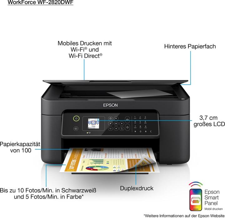 Actual product image Epson WorkForce WF-2840DWF (Ink, Colour)