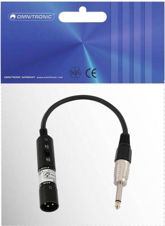 Actual product image Omnitronic Adapter cable XLR(M)/jack mono 0,3m sw (0.30 m, XLR)